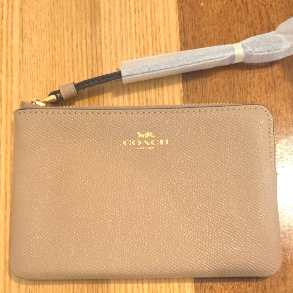 Coach Beige Leather Wristlet